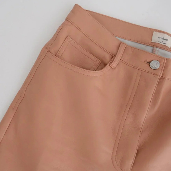 Aritzia Wilfred The Melina Pant Terracotta  Vegan Leather Straight Leg 8 - Picture 12 of 13